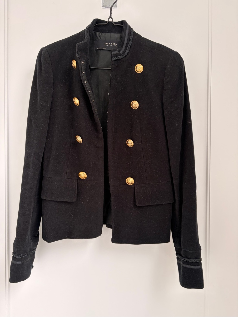 Zara Black Military-Style Jacket with Gold Buttons
